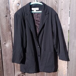 Lasford x Vintage Blazer Jacket Womens 8 Med Black Longline 2button 1980s Boxy